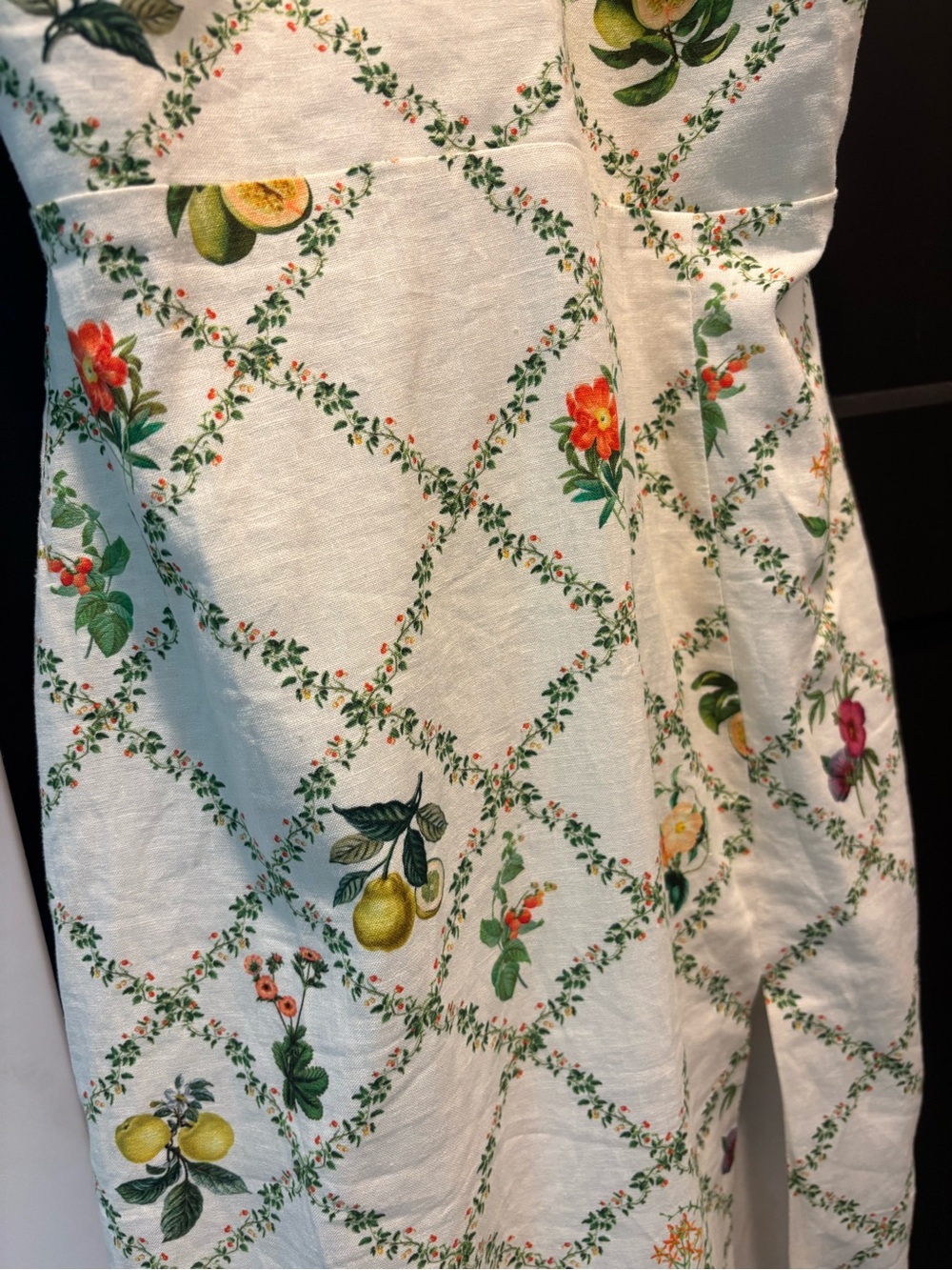 Revolve Amanda Uprichard Abby Midi Dress Trellis Small Linen Fruit Halter Slit - Picture 8 of 15